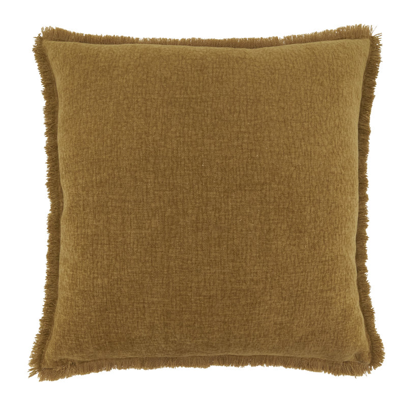 Coussin décoratif Fringe Edge, Jaune, 20 po x 20 po, polyester