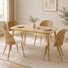 Ensemble de salle à manger 5 pièces Mid-Century Table en bois et chaises en rotin brun