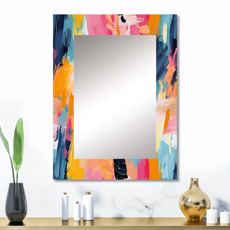 Colourful Paint Swirl Bliss - grand miroir abstrait, miroir mural décoratif moderne, impression d'art en métal, 32 po x 24 po