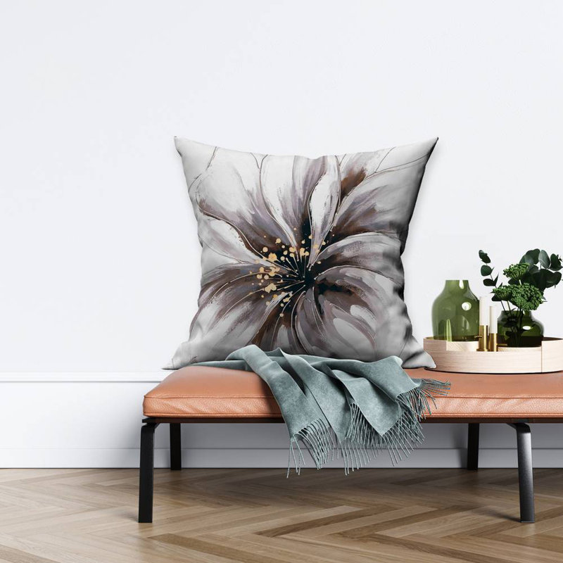 Purple Orchid Floral Square Throw Pillow, 16" H x 16" W, Pillow Cover Only - No Insert