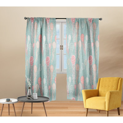 Paire de rideaux semi-transparents avec passe-tringle Jellyfish
