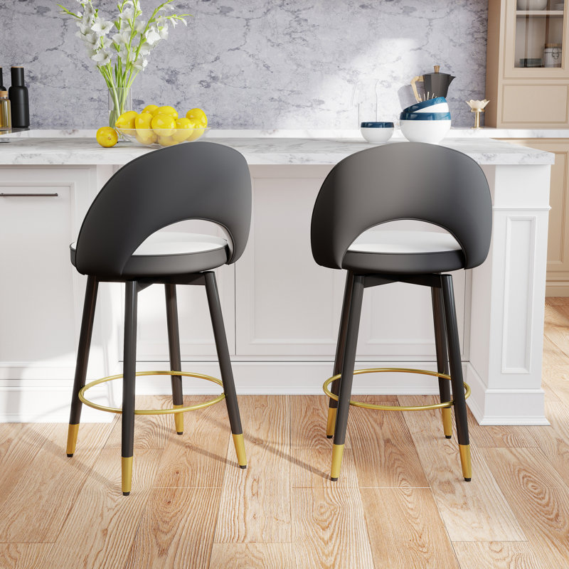 Tabouret de comptoir pivotant 25 po Rumery, Blanc / gris foncé