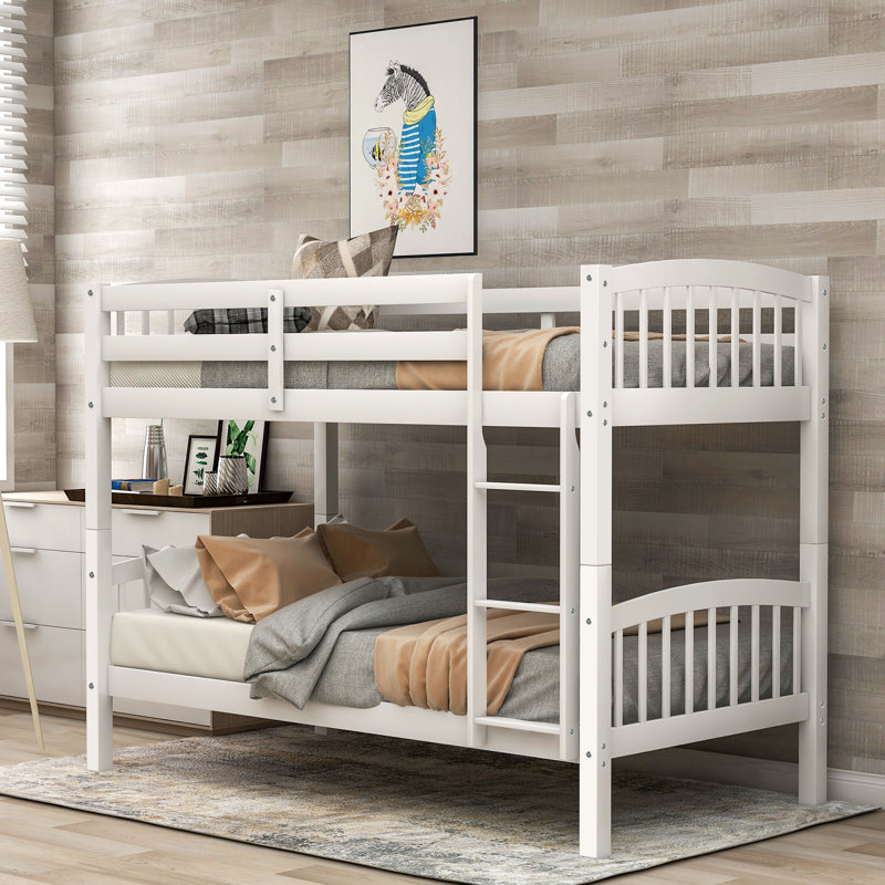 Jahkim Kids Twin Over Twin Bunk Bed, White