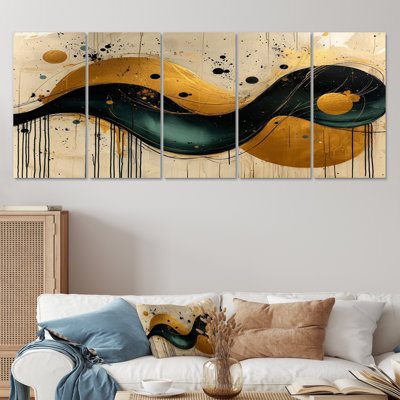 Or noir et optique, spirale de jeu IV - art mural du Constructivisme - art mural moderne pour le salon