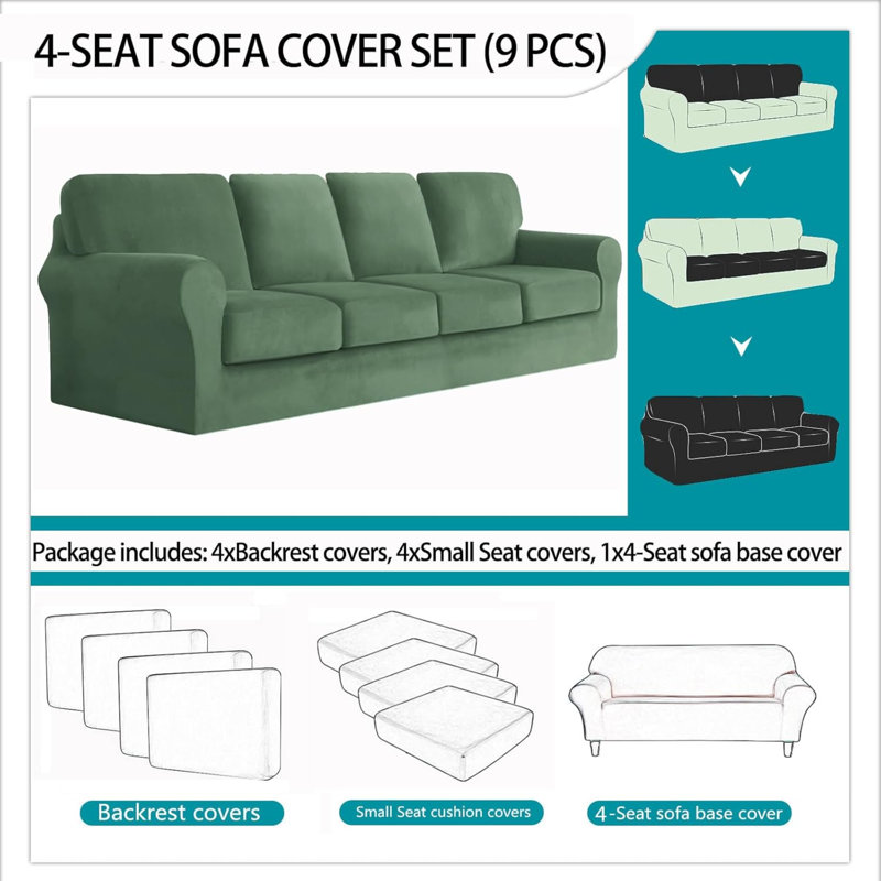 Outdoor Patio Sofa Cover, Green, 20-27.5"