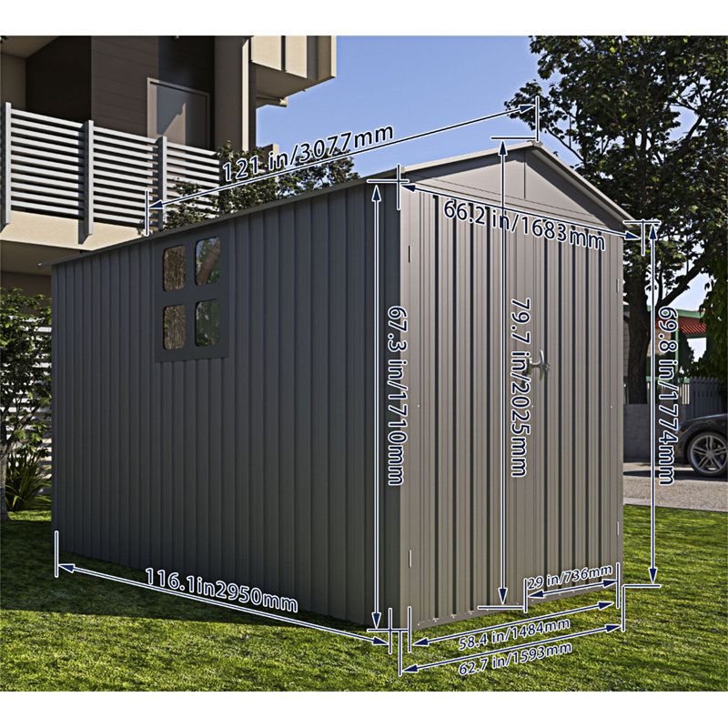 Remise de rangement extérieure avec fenêtre, Gris