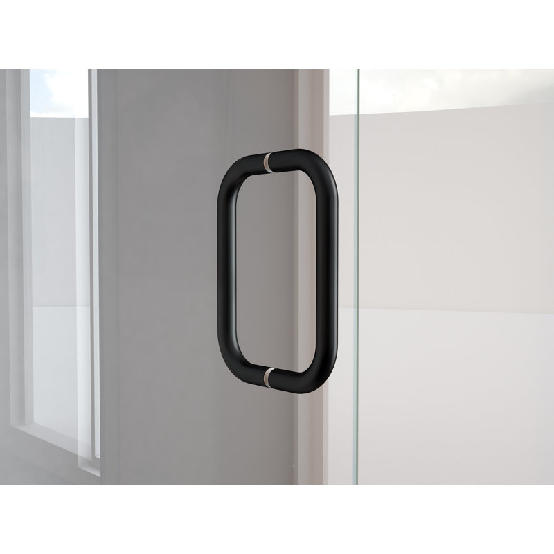 Illusion Series 59.25'' - W x 70'' H Hinged Door Frameless Shower Door with No, Matte Black