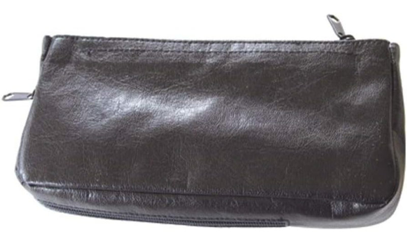 Combo Zipper Pouch, Leather, Black