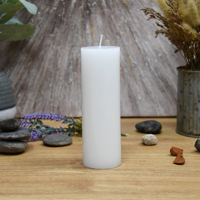 Unscented Pillar Candle, White, 6" H x 2" Diameter, 1 Candle