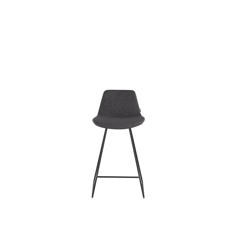 Tabouret de bar et de comptoir Fechteler, Noir, Laine gris foncé, Tabouret de comptoir (assise de 24 po de hauteur)