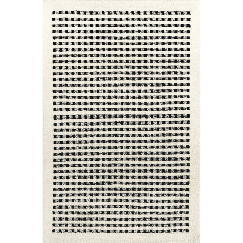 Adahlia Checkered Wool Area Rug, Rectangle 4' x 6'