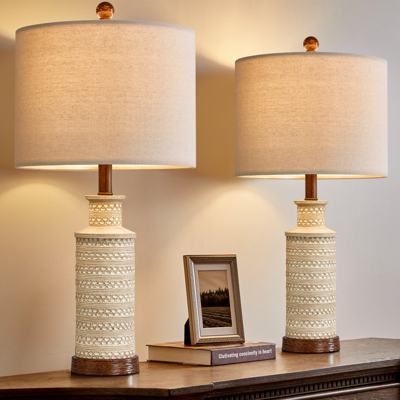 Marable 24"Vintage White Resin Table Lamp.Suitable for living rooms,bedrooms,and offices.