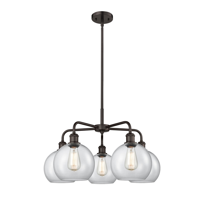 Lustre sphérique à 5 lumières Ellington, H 16 po x l 26 po x P 26 po, Transparent, Bronze huilé