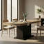 Table de salle à manger extensible L 78,7 po avec plateau en grain de bois et base piédestal noire
