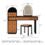 Coiffeuse et commode extensible 51,97 po avec tabouret de maquillage et miroir