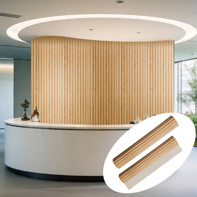 94.5" × 11.8" 3D Flexible Slat Wall Panels for Interior Wall Décor Oiled White Oak Wall Slat (2 Pack/15.5 sq.ft)