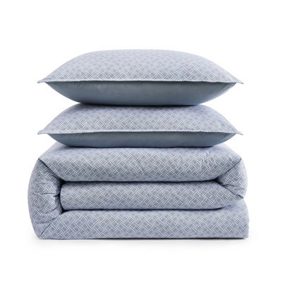 Tommy Hilfiger Trellis Flag Cotton Reversible Blue Duvet Cover Set
