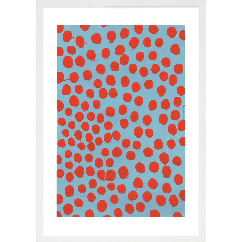 Orient Red On Blue Gray Painting by Michela Sorrentino, 20" H x 14" W x 1.25" D, White