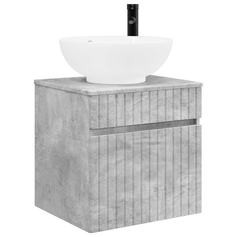 Single Bathroom Vanity with Ceramic Basin, Concrete Grey