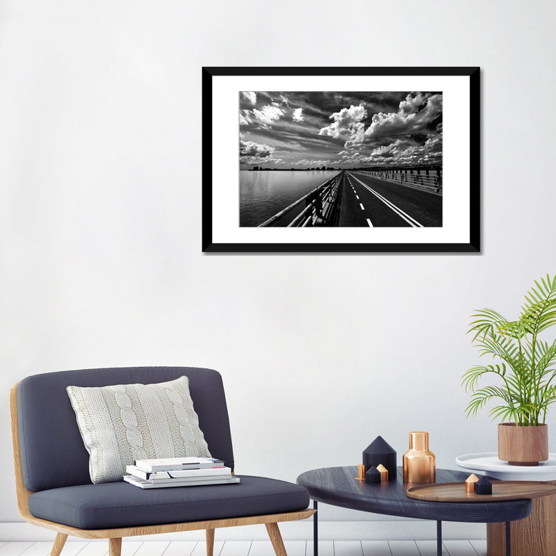«Sans titre», impression sur toile, Papier d'art encadré noir, Blanc, H 24 po x l 32 po x P 1 po