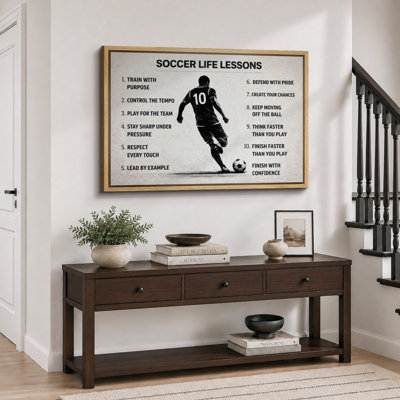 Soccer Life Lessons Player Quote Artwork, Boys Room Pictures, Framed Canvas Giclee Print Wall Art