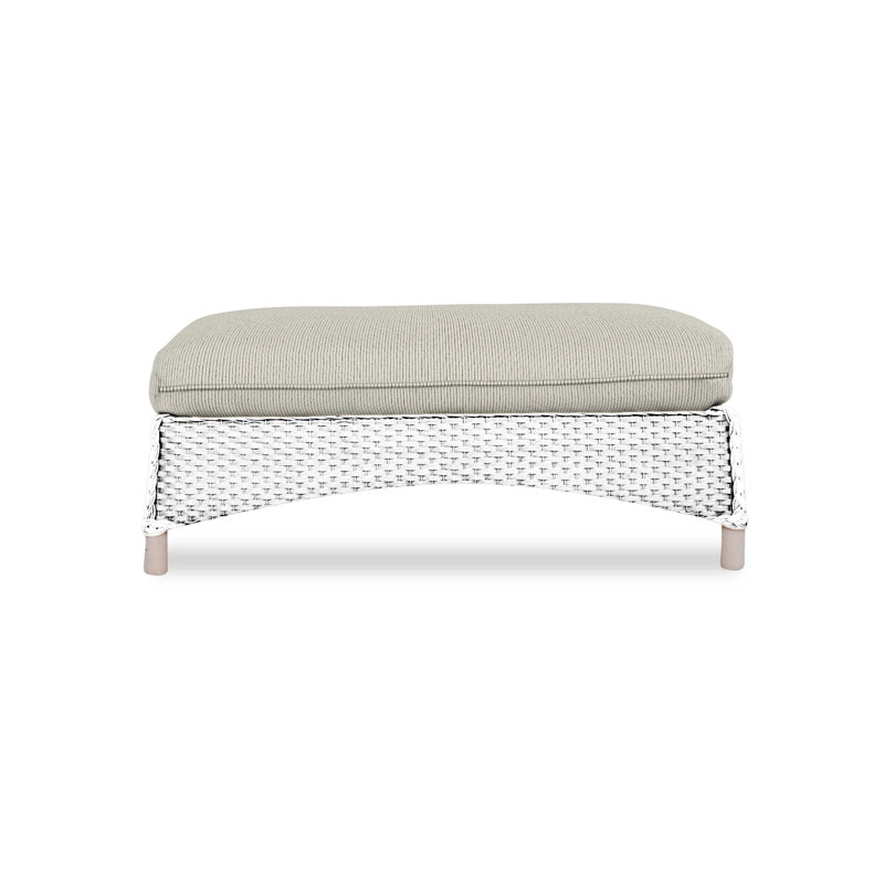 Mandalay Outdoor Ottoman, White, Rollo Linen