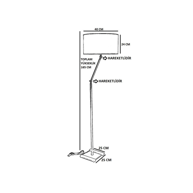 Doline 165cm Swing Arm Floor Lamp, Black