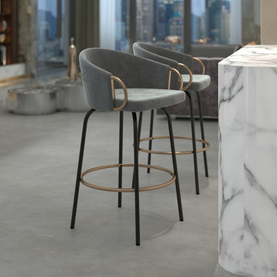 Zora Swivel Upholstered Velvet Counter Stool