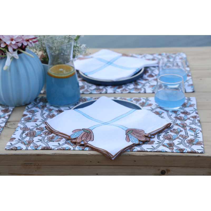 Cactus Table Placemat 14x20 Inch, Brown