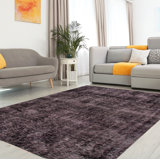 Tapis noir en laine noué à la main de conception unique 2000S 5 pi 7 po x 7 pi 10 po Octavous