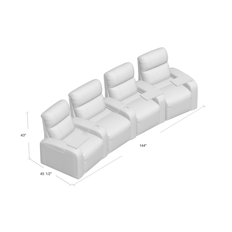 Rangée de sièges de cinéma maison (rangée de 4), Onyx Smartsuede