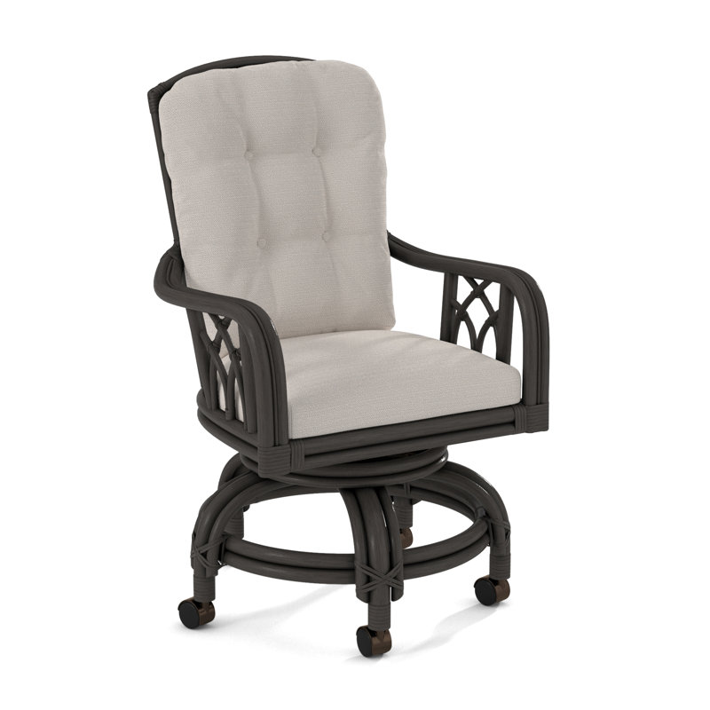 Edgewater Castered Arm Chair, White Textured Performance; 0865-91, Antique Frost White