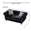 Canapé 2 places en velours noir 170 cm (67 po) avec accoudoirs arrondis et clous décoratifs, style européen pour salon, assise mi-ferme, garnissage en mousse haute densité, structure en pin massif, accoudoirs arrondis, noir, bois