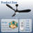 Roomratv Ceiling Fans With Lights And Remote Control,Quiet Noiseless Reversible Dc Motor,6 Speeds,Timers, 3 Cct, Indoor Use, Plastic Blades,52 Inch Modern Ceiling Fan For Bedroom Living Room-1301262233