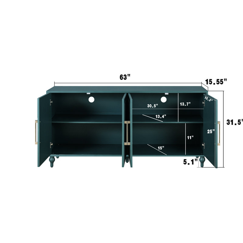 Armoire 63 po bleu marine avec poignée en métal et portes fleuries délicates pour l'entrée