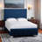Ekon Queen Size Panel Bed Made of Navy Blue Velvet Fabric, 56.81'' H X 63.59'' W X 90.27'' L