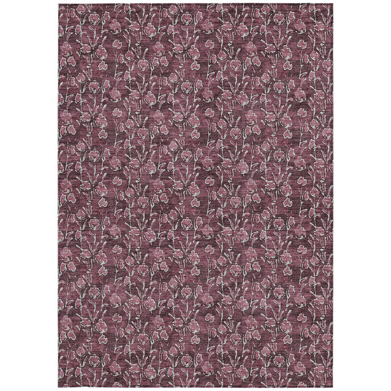Tapis intérieur lavable floral mauve et ivoire 9 pi x 12 pi Merlot