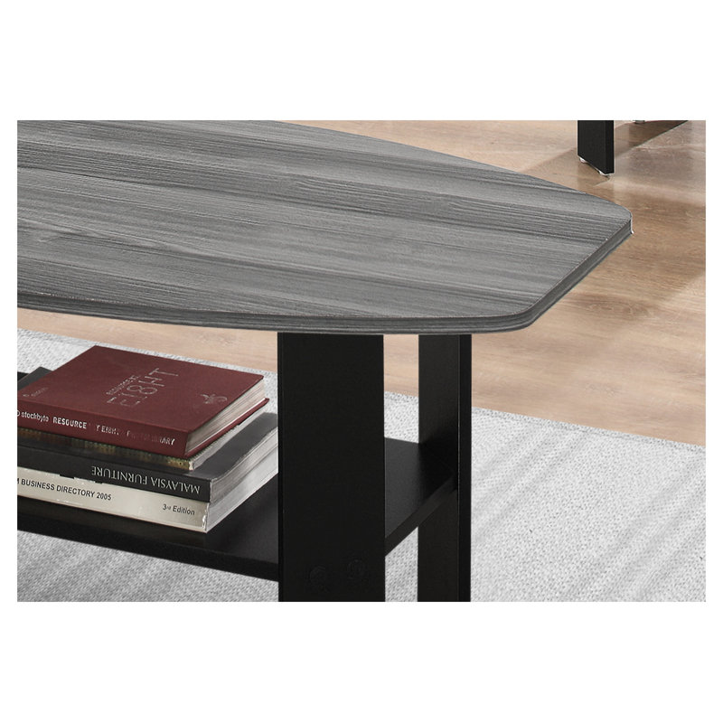 Ensemble de table de salon 3 pièces avec table basse et deux tables de bout, mobilier d'appoint en panneau de particules noir