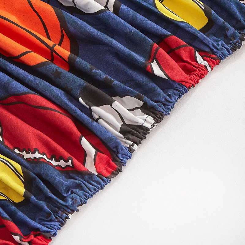 Twin White and Navy Sports Print Microfiber Sheet Set