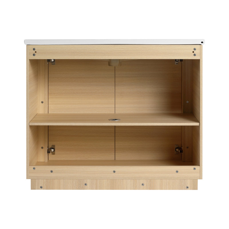 Meuble-lavabo autoportant 40 po avec lavabo en céramique blanche et porte à fermeture en douceur 40 po