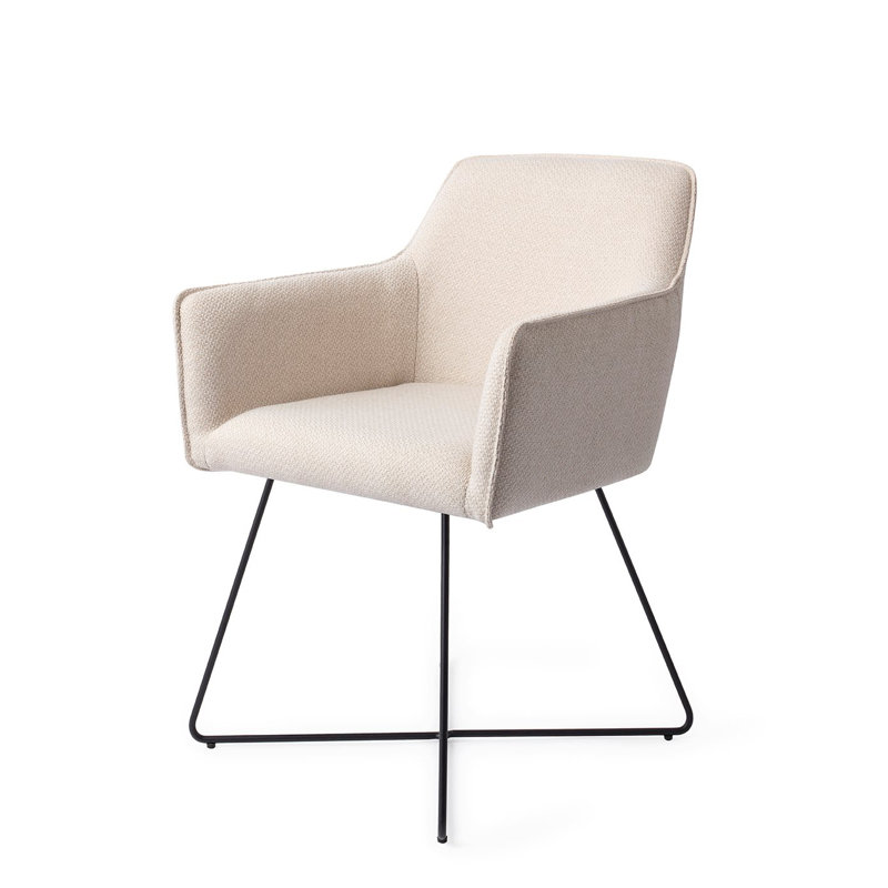 Bartly 123.19cm H Polyester Upholstered Metal Armchair, Black, Cream