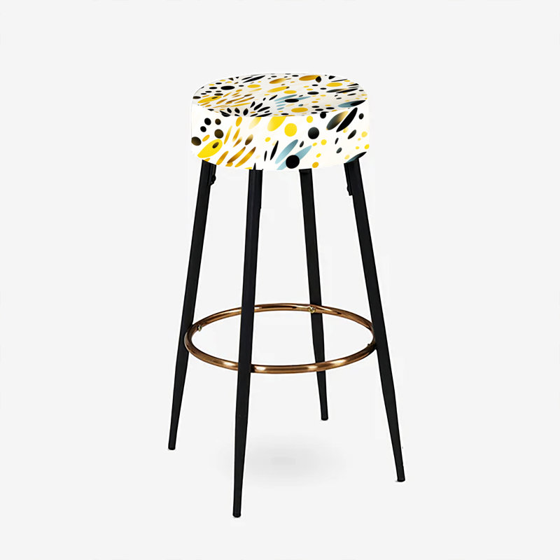 Beige And Black Cheetah Print Simplicity II - Geometric Bar Stools Set Of 2