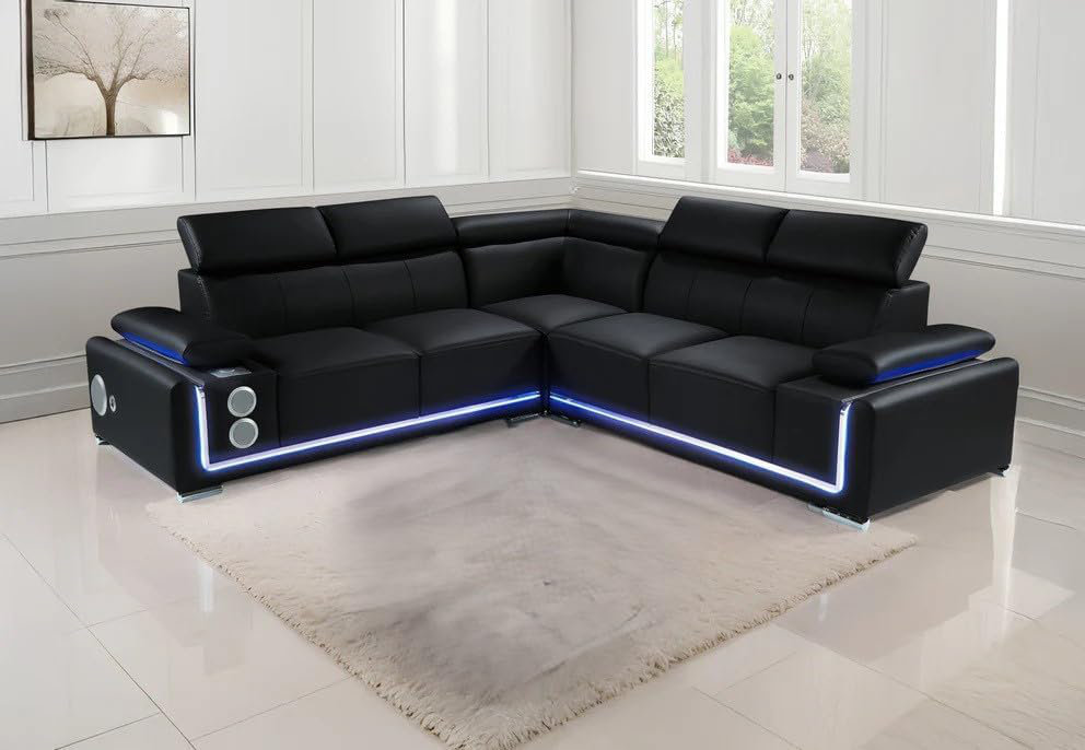 Latitude Run® Delaware Casula - Modern LED Lighting L Shaped Couch with ...