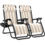 Best Choice Products - Ensemble de 2 fauteuils inclinables réglables en acier à mailles zéro gravité avec coussins et plateaux porte-gobelets