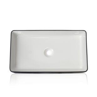 Black/White Ceramic Rectangular Drop-in Bathroom Sink