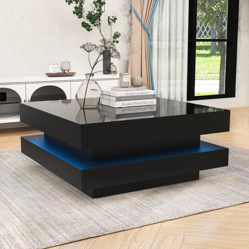 Table basse avec lumières DEL, Noir