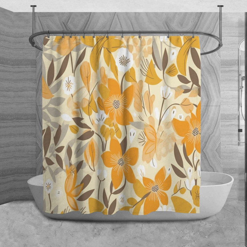 Motif floral de rideau de douche_6067, H 73 po x l 70 po