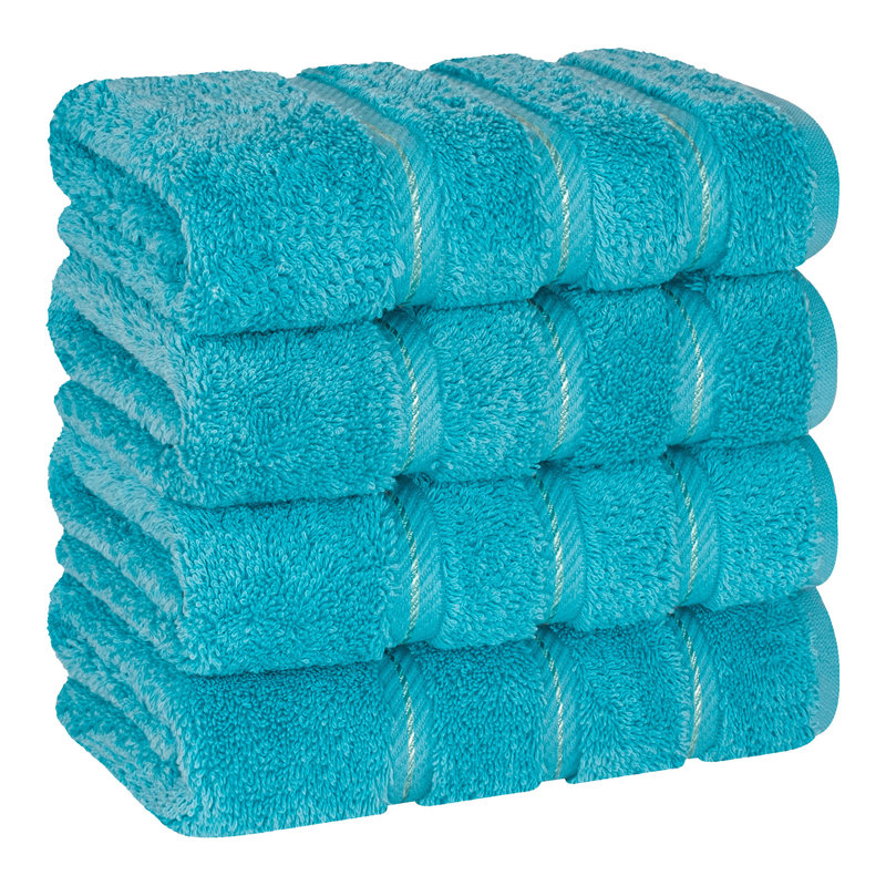 Ensemble de 4 serviettes en coton Edison, Bleu turquoise