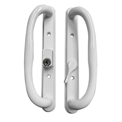 10" Olympus Sliding Patio Glass Door Black Offset Pull Handle Set Replacement With Keys Fits 3 ¹⁵/₁₆ Inches Hole Spacing, And 1-1/4" To 2-1/4" Door Thickness
