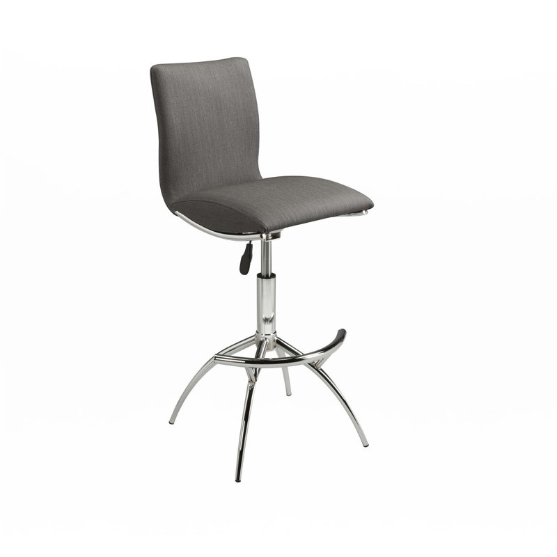 Barstool Texture Leatherette/Chrome Adjustable Height, Gray